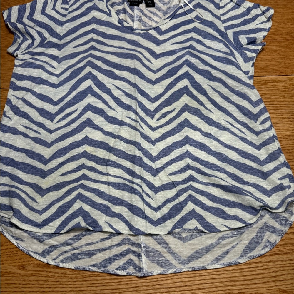 Tahari Blue and White Zebra Print Top